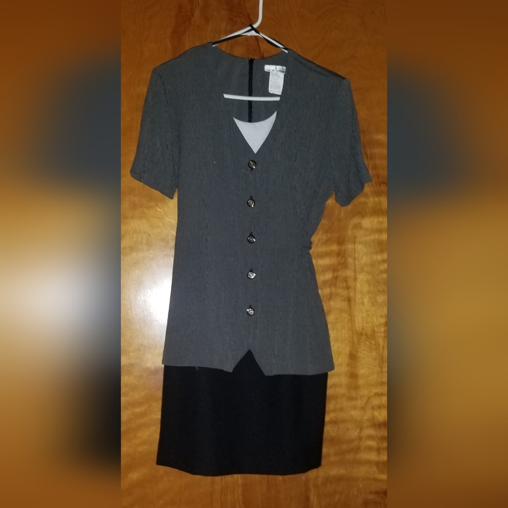 Women's Sarah Richards One Piece Black Gray White Suit Dress Size 11